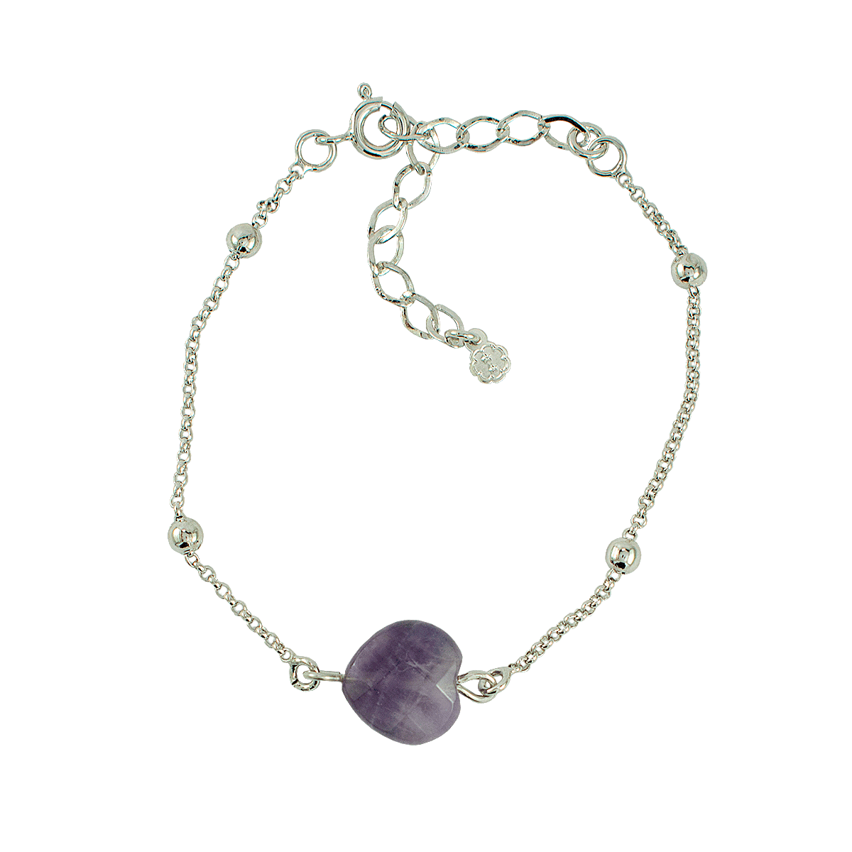 PULSEIRA CORAÇÃO AMETISTA RÓDIO - Anilú