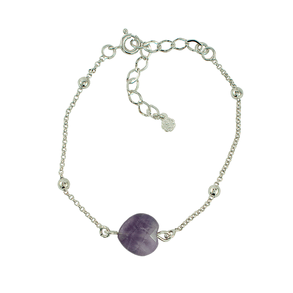 PULSEIRA CORAÇÃO AMETISTA RÓDIO