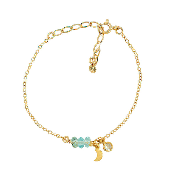 PULSEIRA ÁGUA MARINHA CELESTIAL OURO