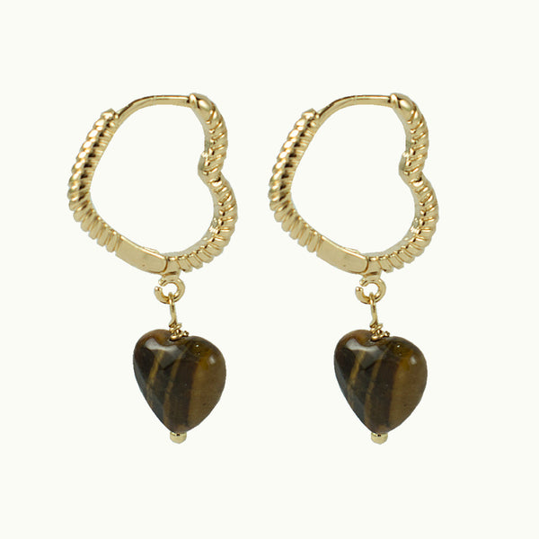 ARGOLA HEART OLHO DE TIGRE OURO