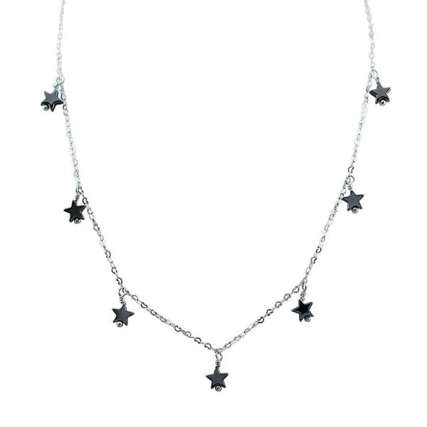 COLAR ESTRELAS DE HEMATITA RÓDIO