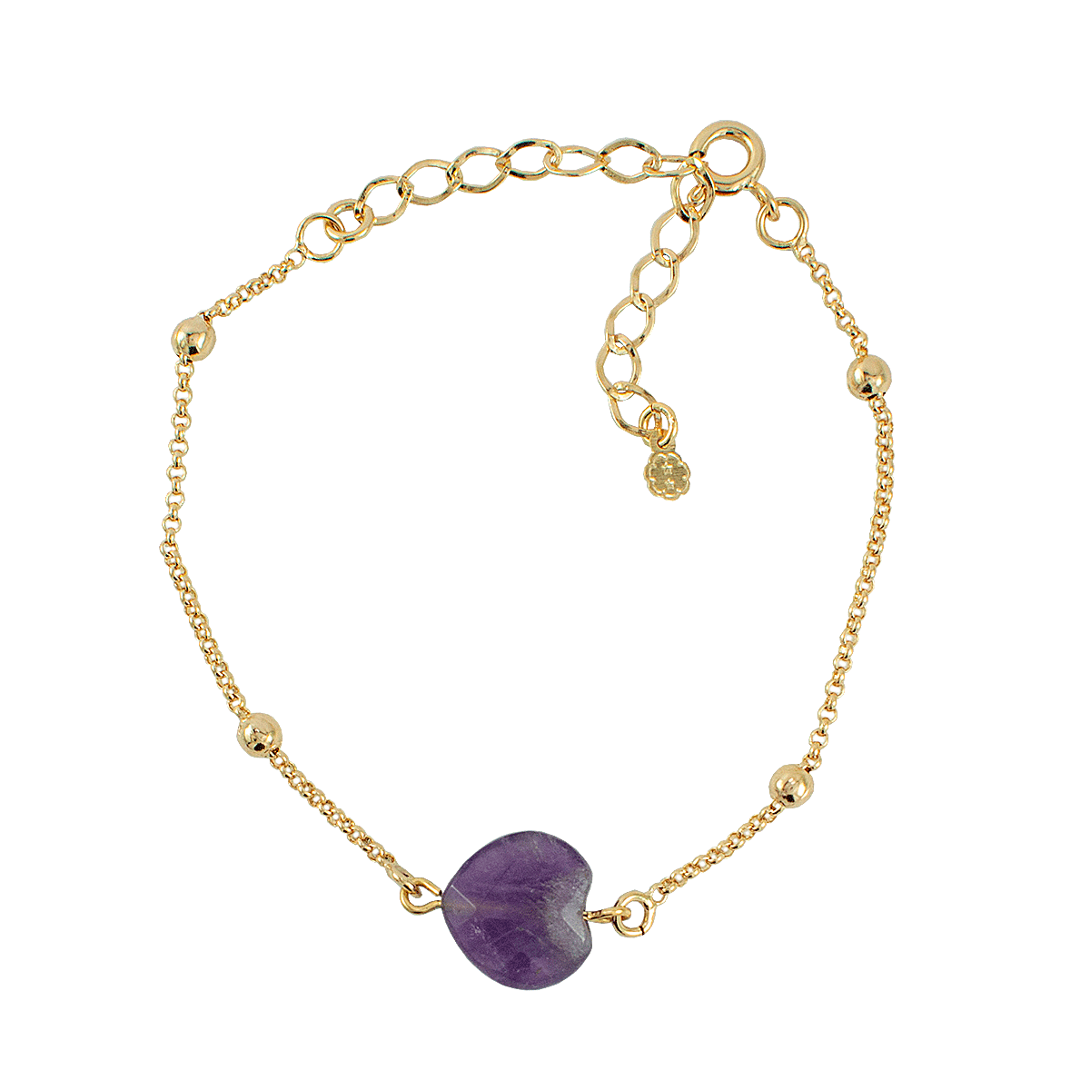PULSEIRA CORAÇÃO AMETISTA OURO - Anilú