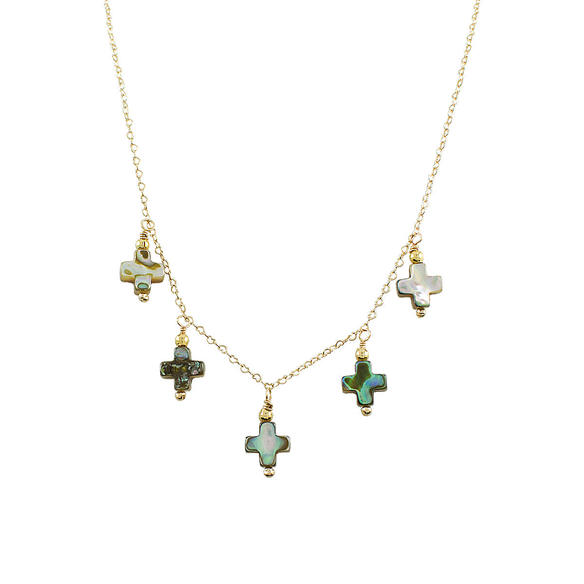 COLAR CRUZ ABALONE OURO