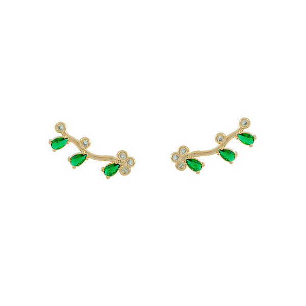 EARCUFF FLORESCER VERDE OURO