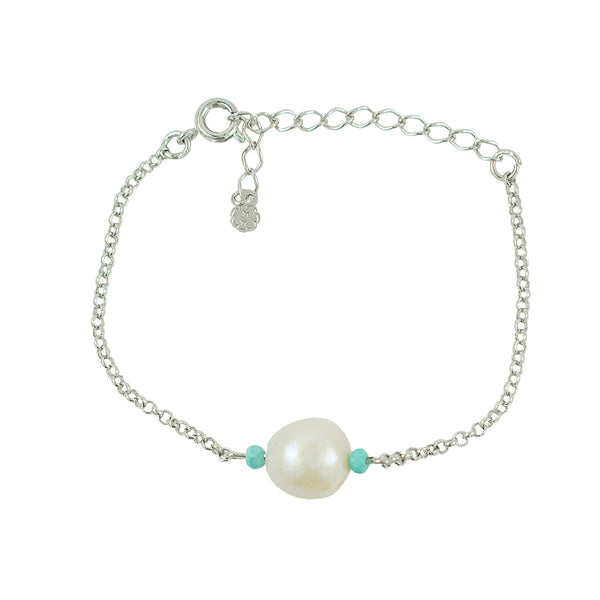 PULSEIRA CELESTE PÉROLA TURQUESA RODIO