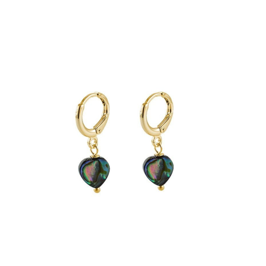 ARGOLA CORAÇÃO ABALONE OURO