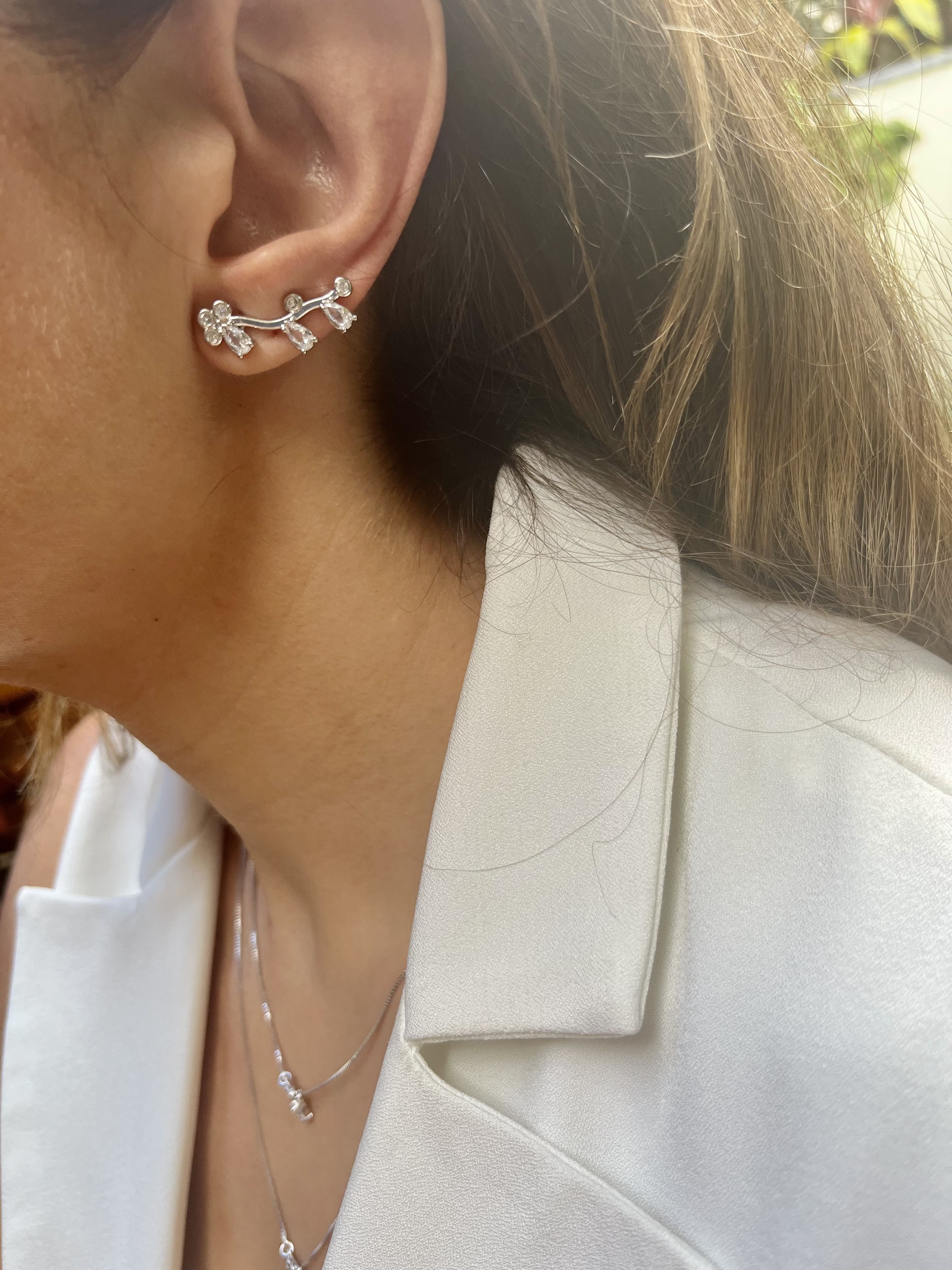 EARCUFF FLORESCER BRANCO RÓDIO