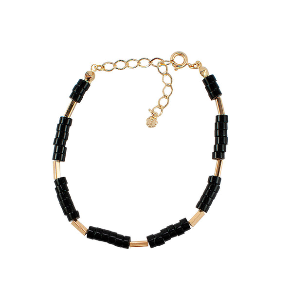 PULSEIRA CLEÓPATRA ONIX EGITO OURO