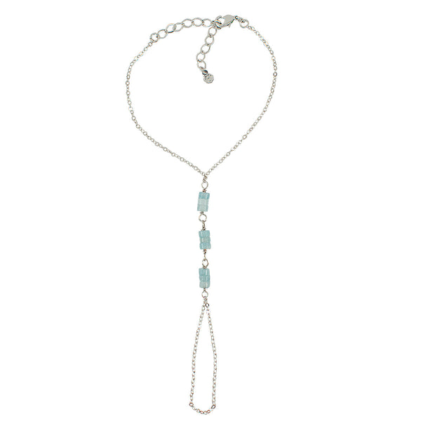 PULSEIRA DE MÃO ÁGUA MARINHA RÓDIO