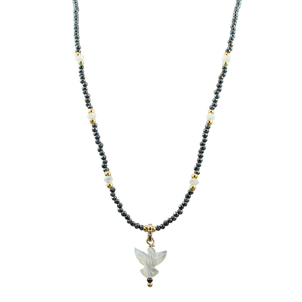 COLAR PAZ MADREPÉROLA HEMATITA OURO