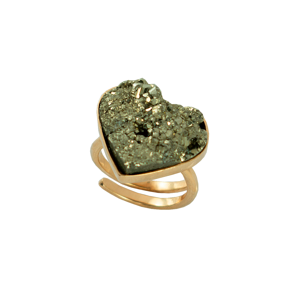 ANEL CORAÇÃO PIRITA OURO