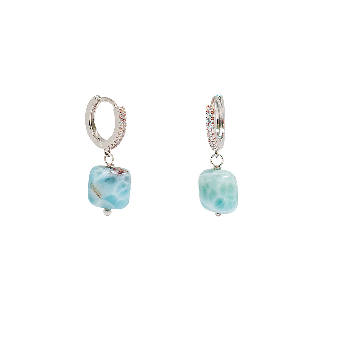 Argola Larimar Shine Ródio