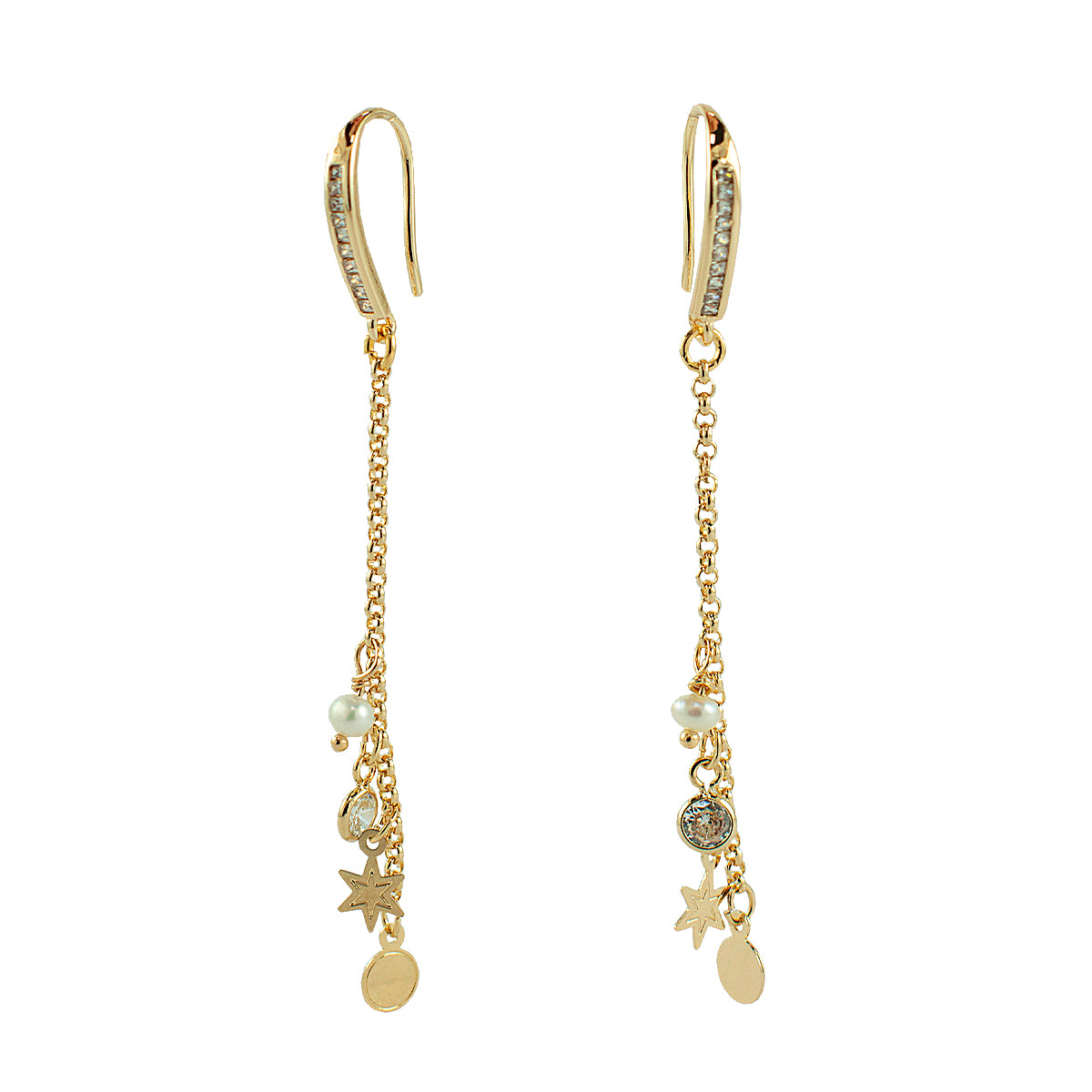 BRINCO GANCHO ZIRCONIA OURO