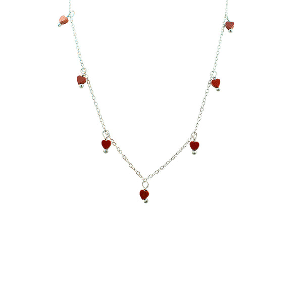 COLAR CORAÇÕES DE JASPE VERMELHO RODIO