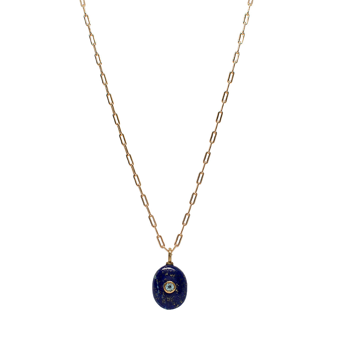 Colar Lapis Lazuli Shine Oval Ouro