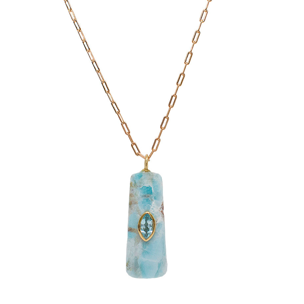 Colar Larimar Shine Retangulo Ouro - Anilú