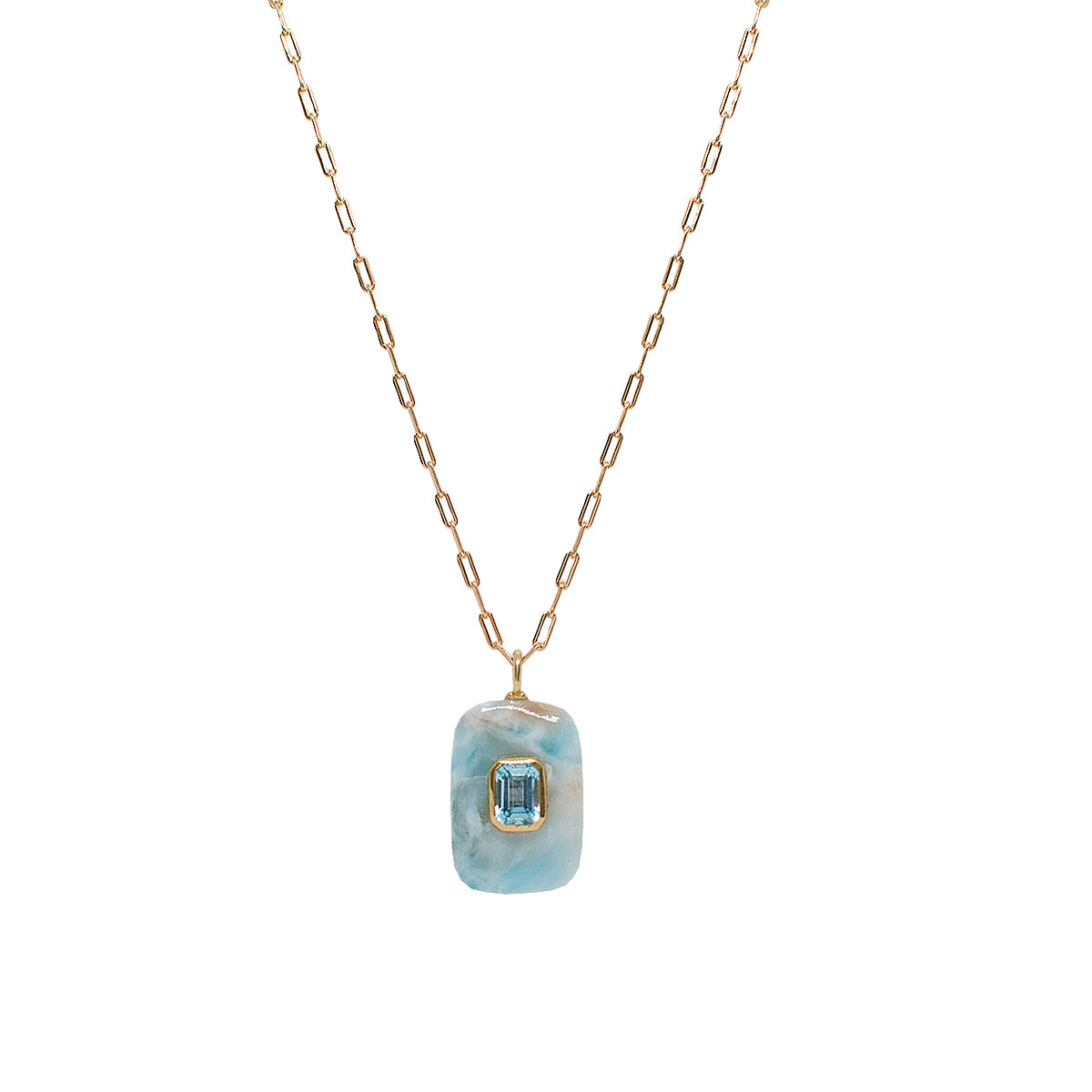 Colar Larimar Shine Quadrado Ouro - Anilú