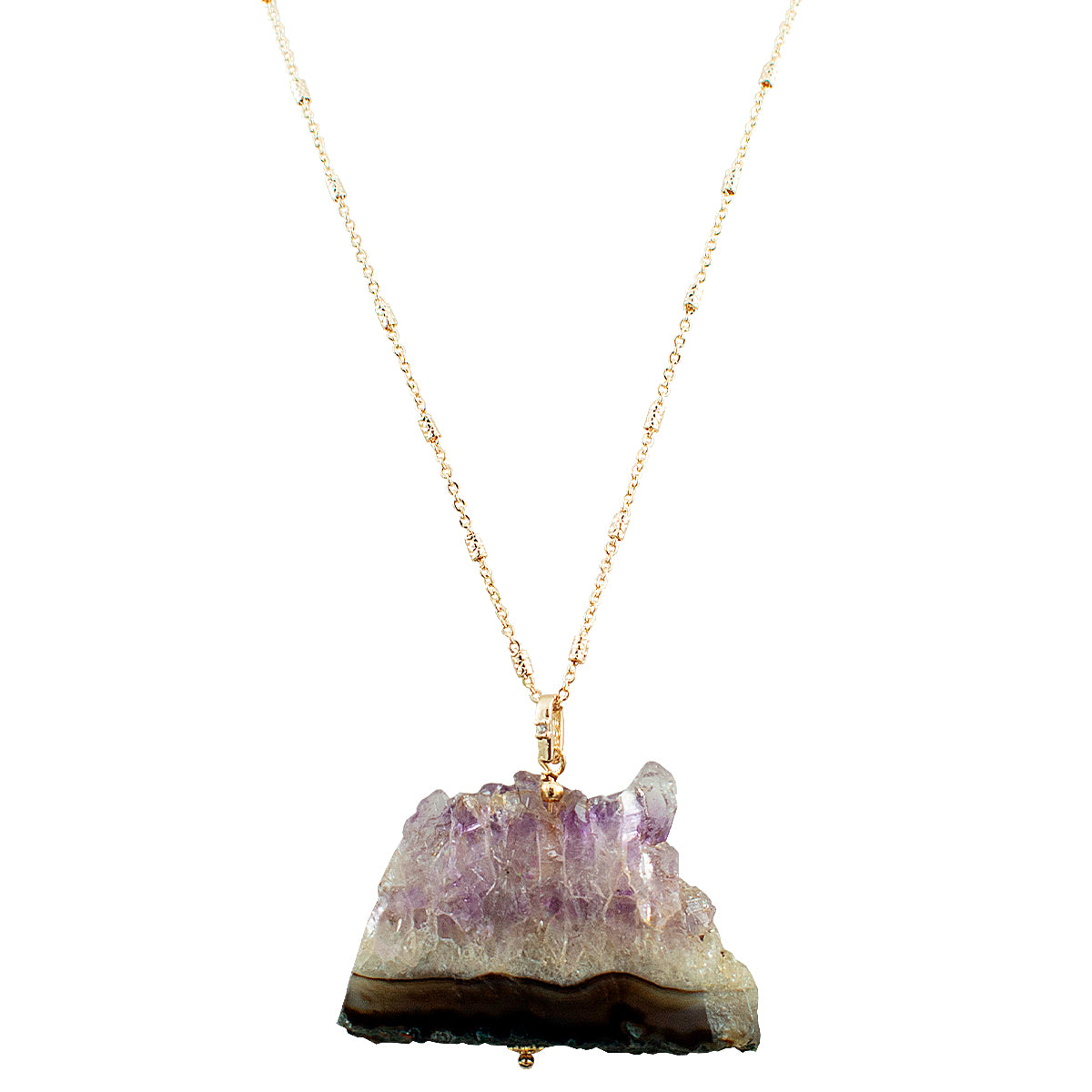COLAR AMETISTA BRUTA OURO