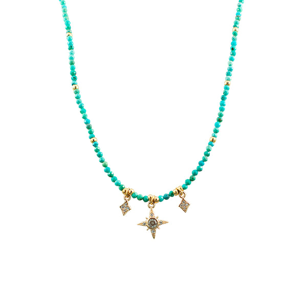 COLAR TURQUESA STAR OURO