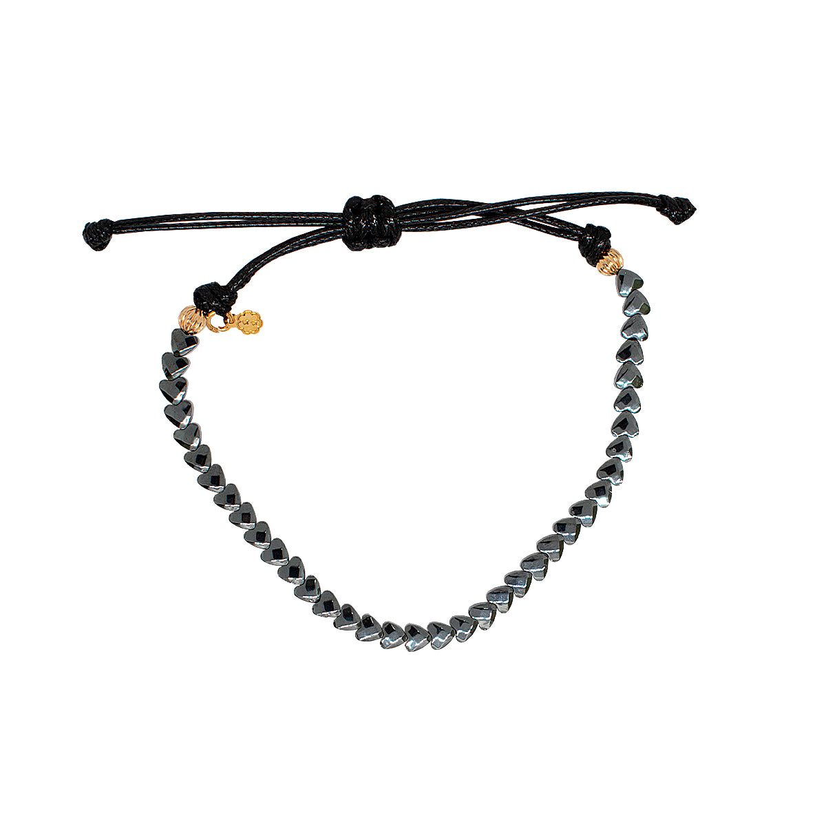 Pulseira corações de hematita ouro