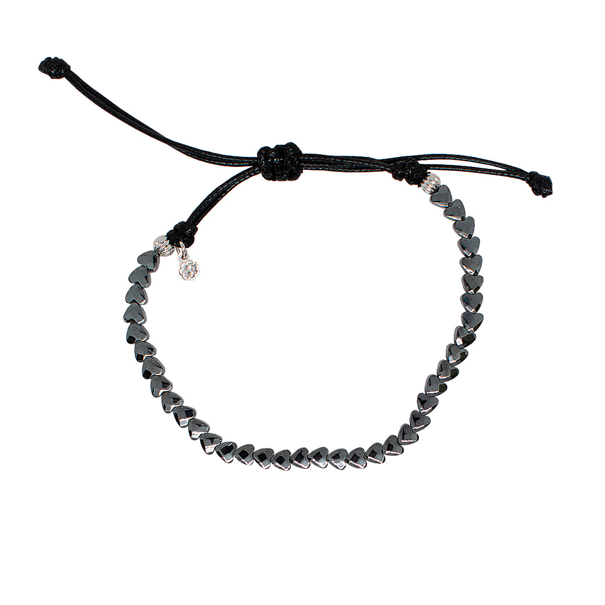 Pulseira corações de hematita ródio