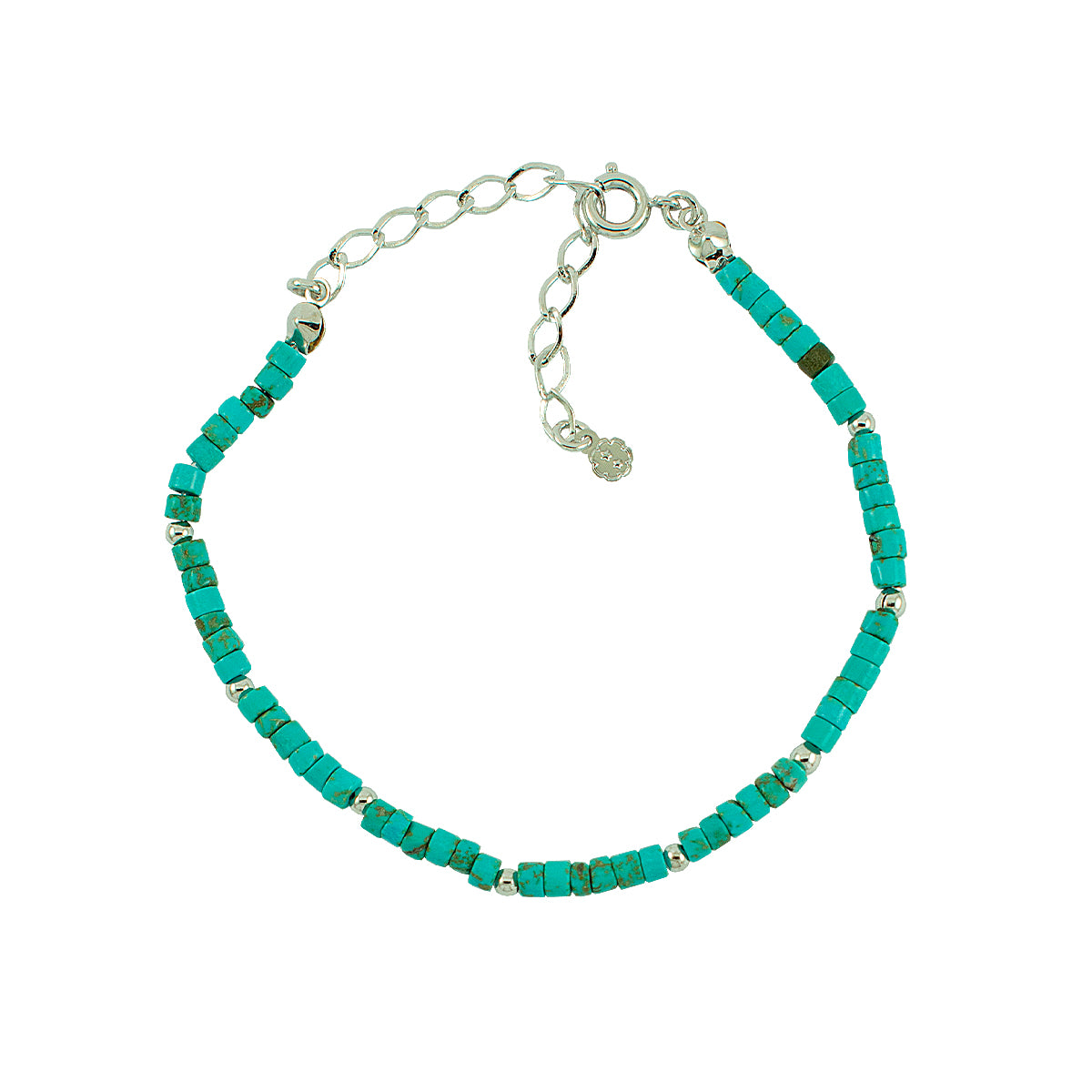 PULSEIRA MINI TURQUESA  RODIO - Anilú