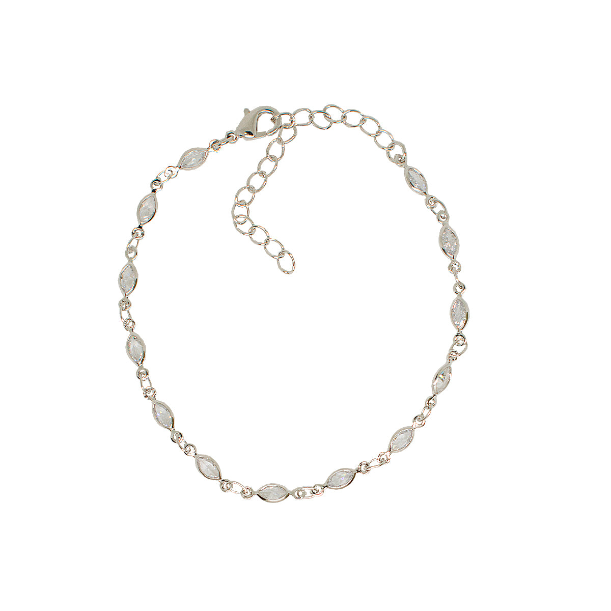 PULSEIRA ZIRCONIA NAVETE RODIO