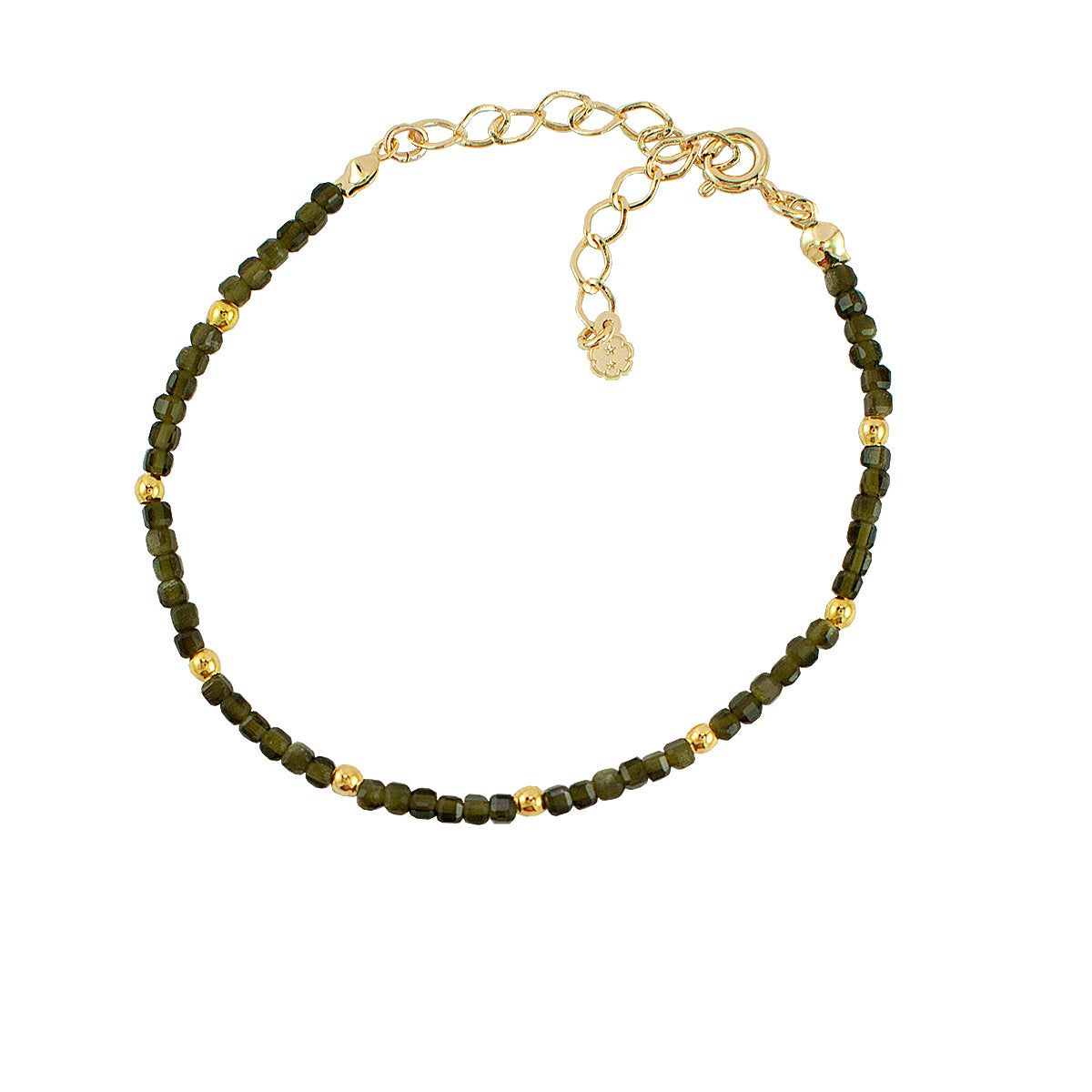 Pulseira Mini Obsidiana Ouro