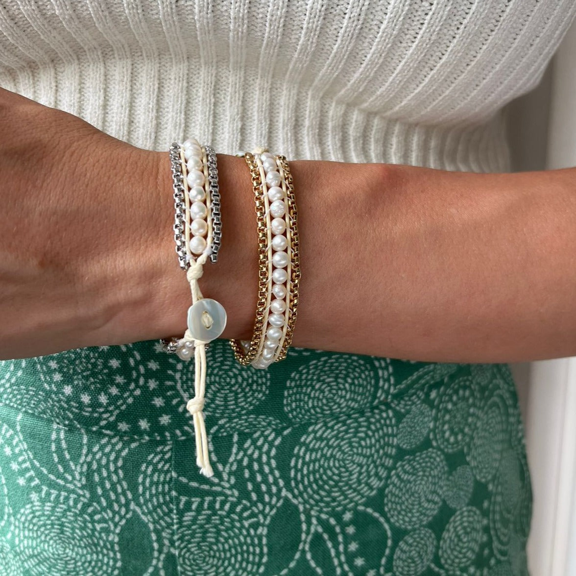 Pulseira Pérolas de Proteção Ródio