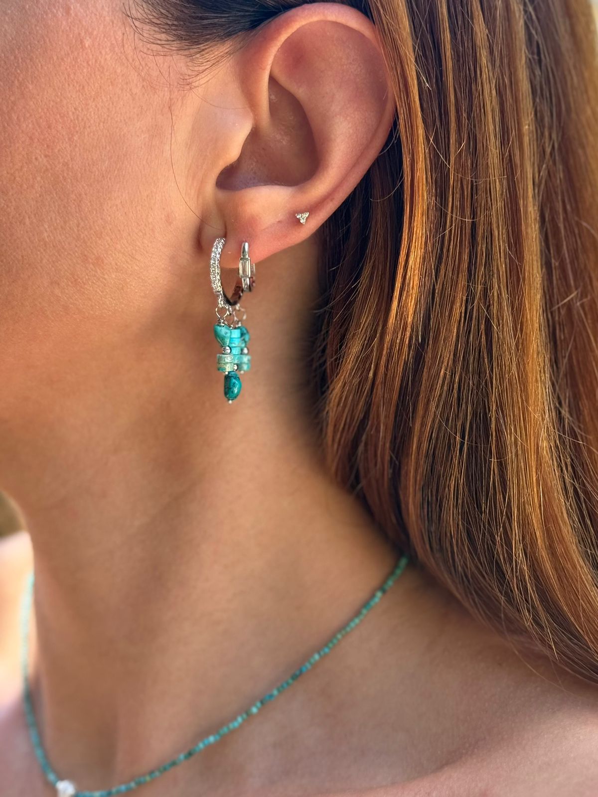 ARGOLA TRIO DE TURQUESA RODIO