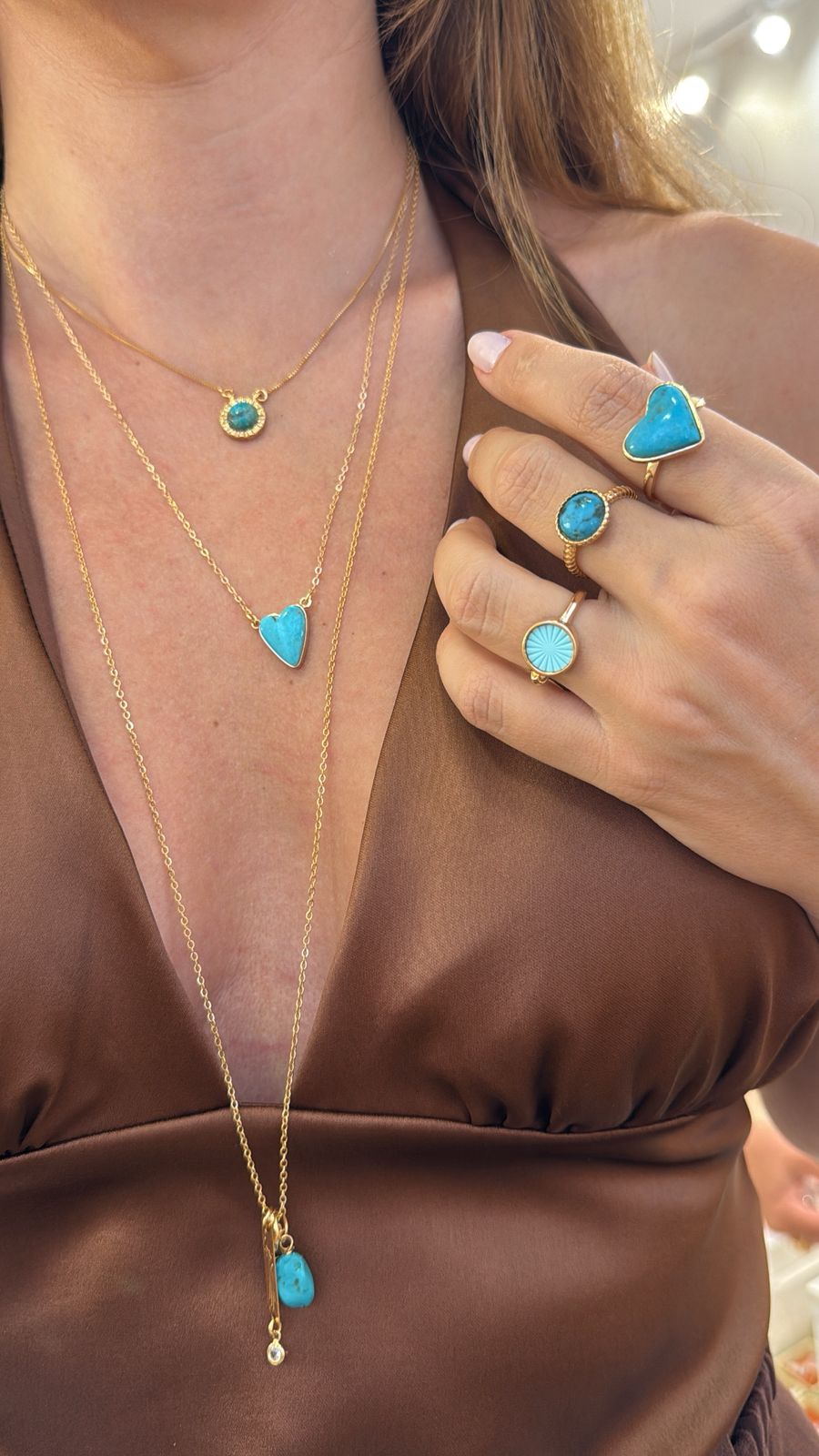 COLAR RAIAR TURQUESA OURO