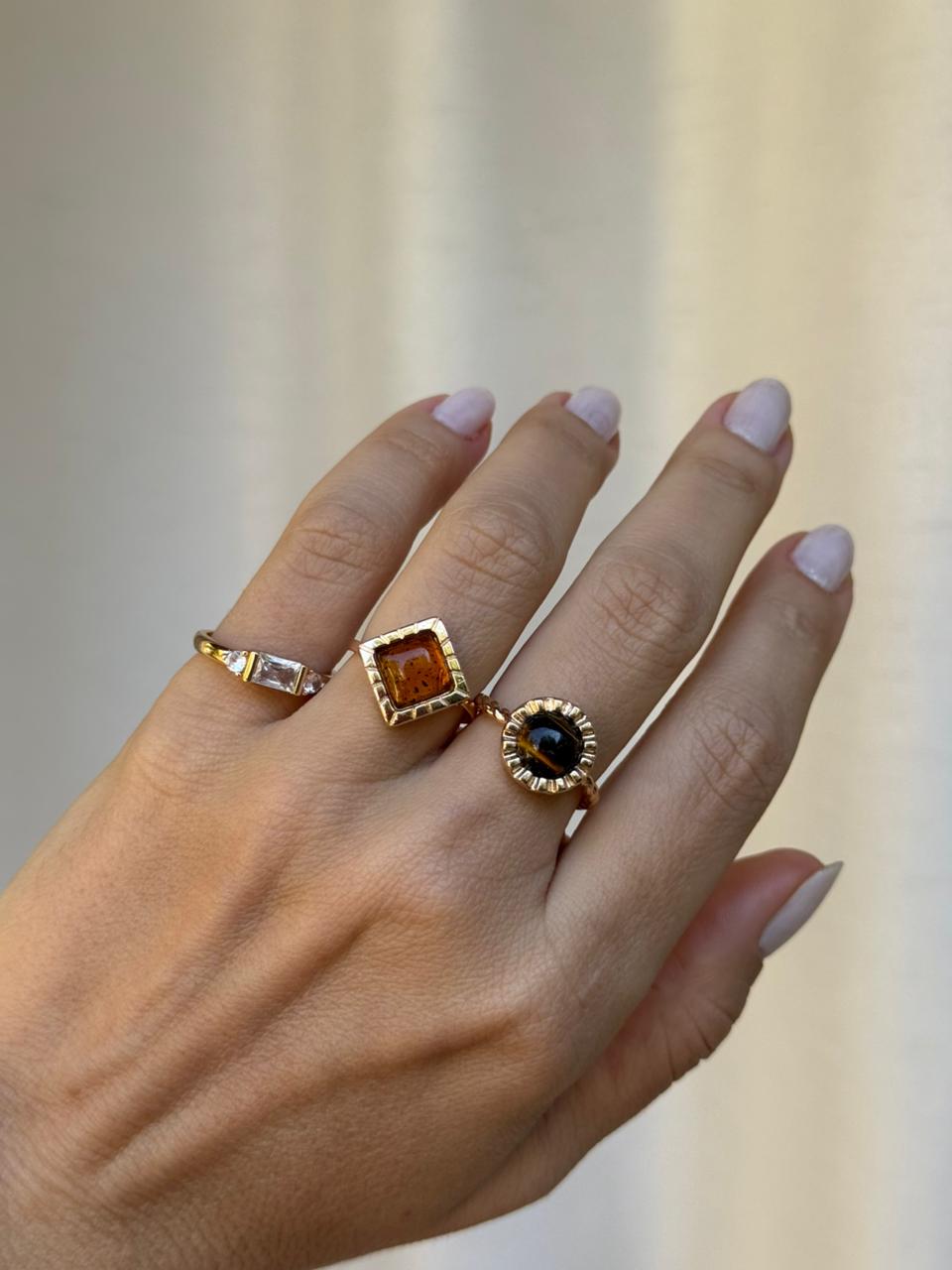 ANEL MIQUERINOS AMBAR  OURO AJUSTAVEL