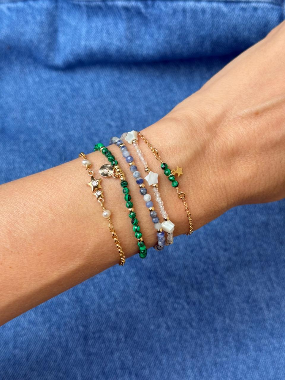 PULSEIRA MINI MALAQUITA OURO