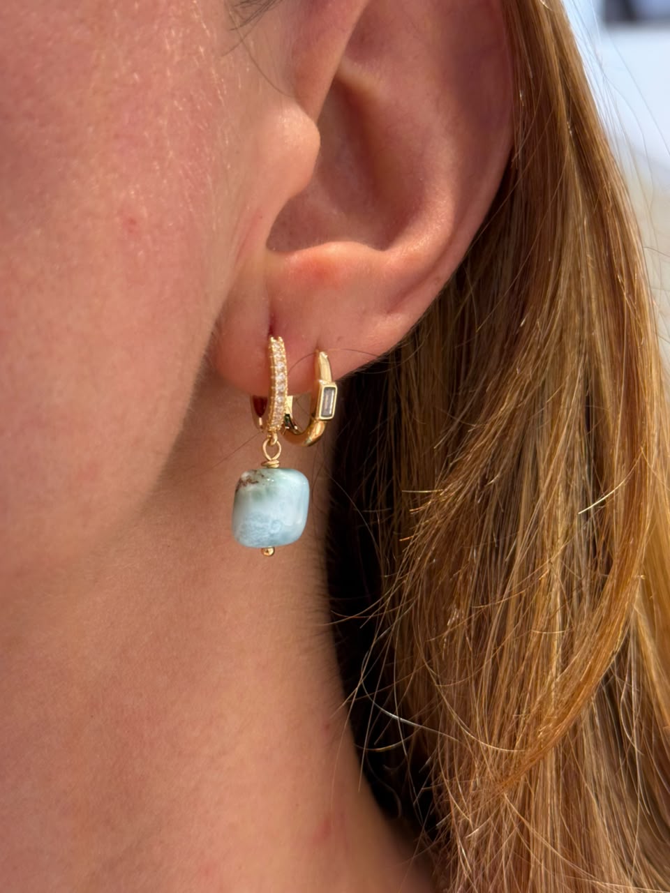 Argola Larimar Shine Ouro