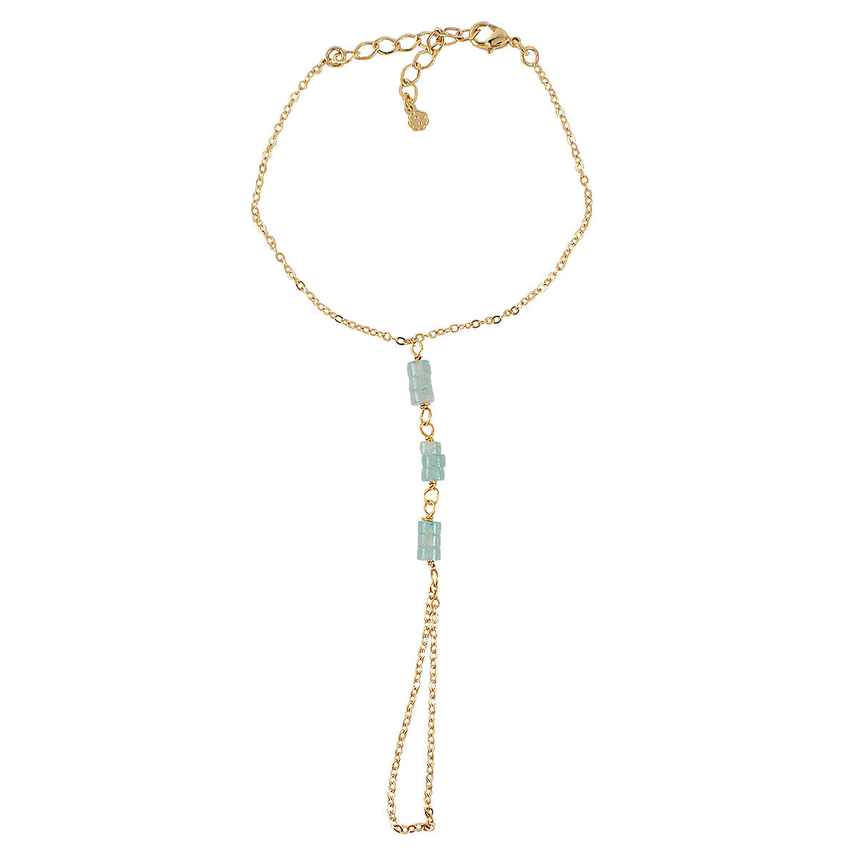 PULSEIRA DE MÃO ÁGUA MARINHA OURO - Anilú