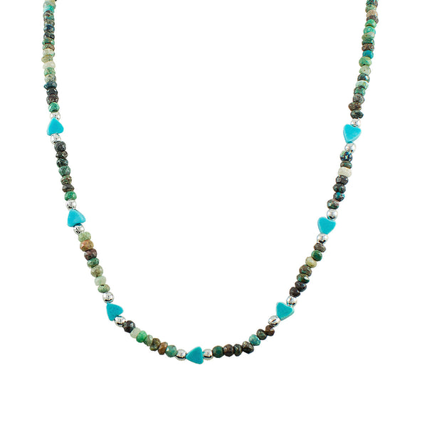 COLAR PONTOS DE TURQUESA CRISOCOLA RÓDIO