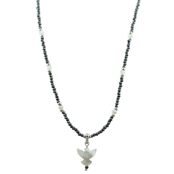 COLAR PAZ MADREPÉROLA HEMATITA RÓDIO