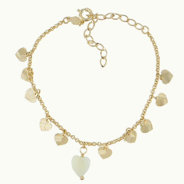 PULSEIRA HEART MADREPÉROLA OURO