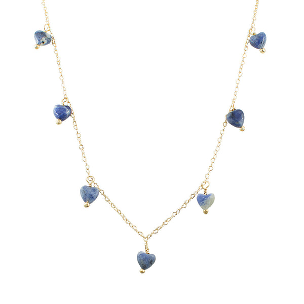 COLAR CORACOES SODALITA OURO