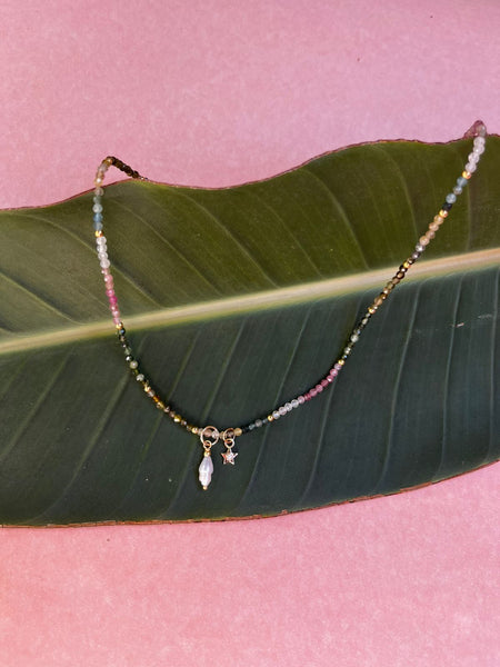 COLAR MINI TURMALINA RAINBOW OURO