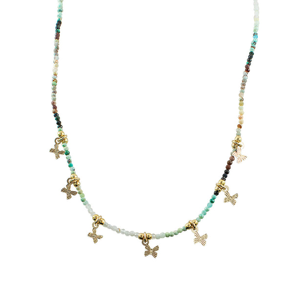 COLAR VIGILÂNCIA TURQUESA AGUA MARINHA OURO