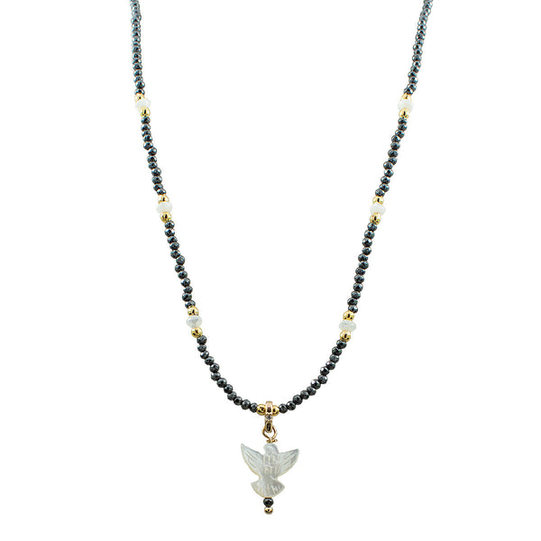 COLAR PAZ MADREPÉROLA HEMATITA OURO