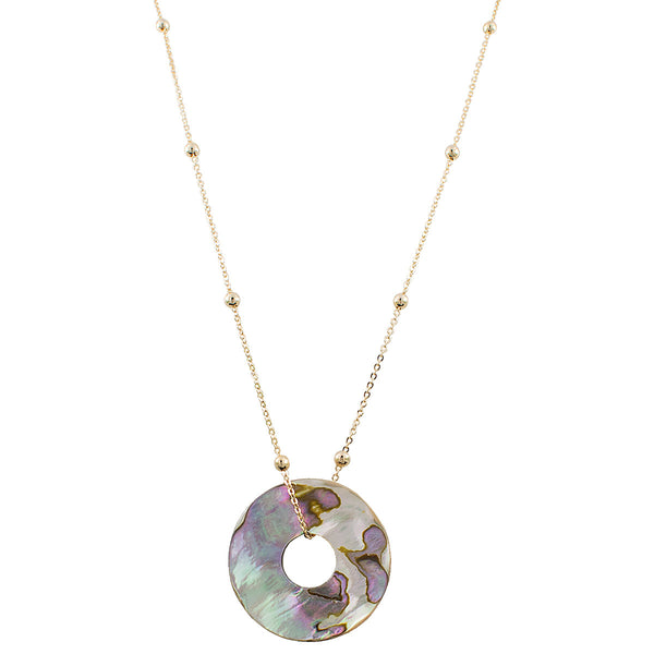 COLAR DISCO DE ABALONE OURO