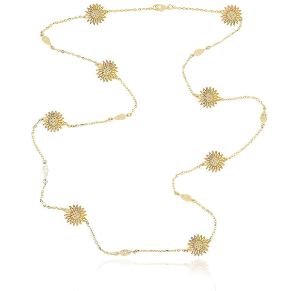 COLAR JARDIM FLORAL COMPRIDO OURO