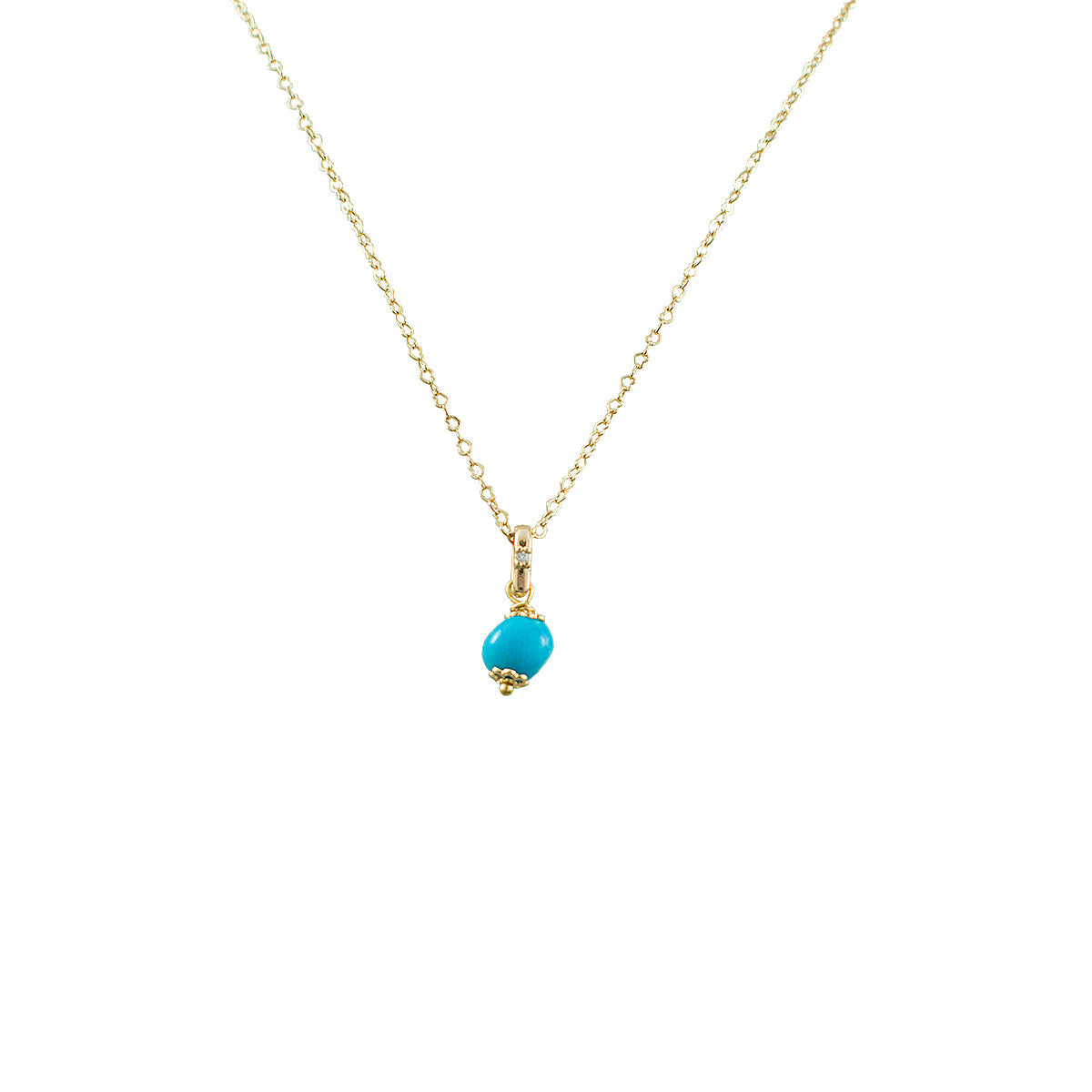 COLAR TURQUESA ILUMINADA OURO - Anilú