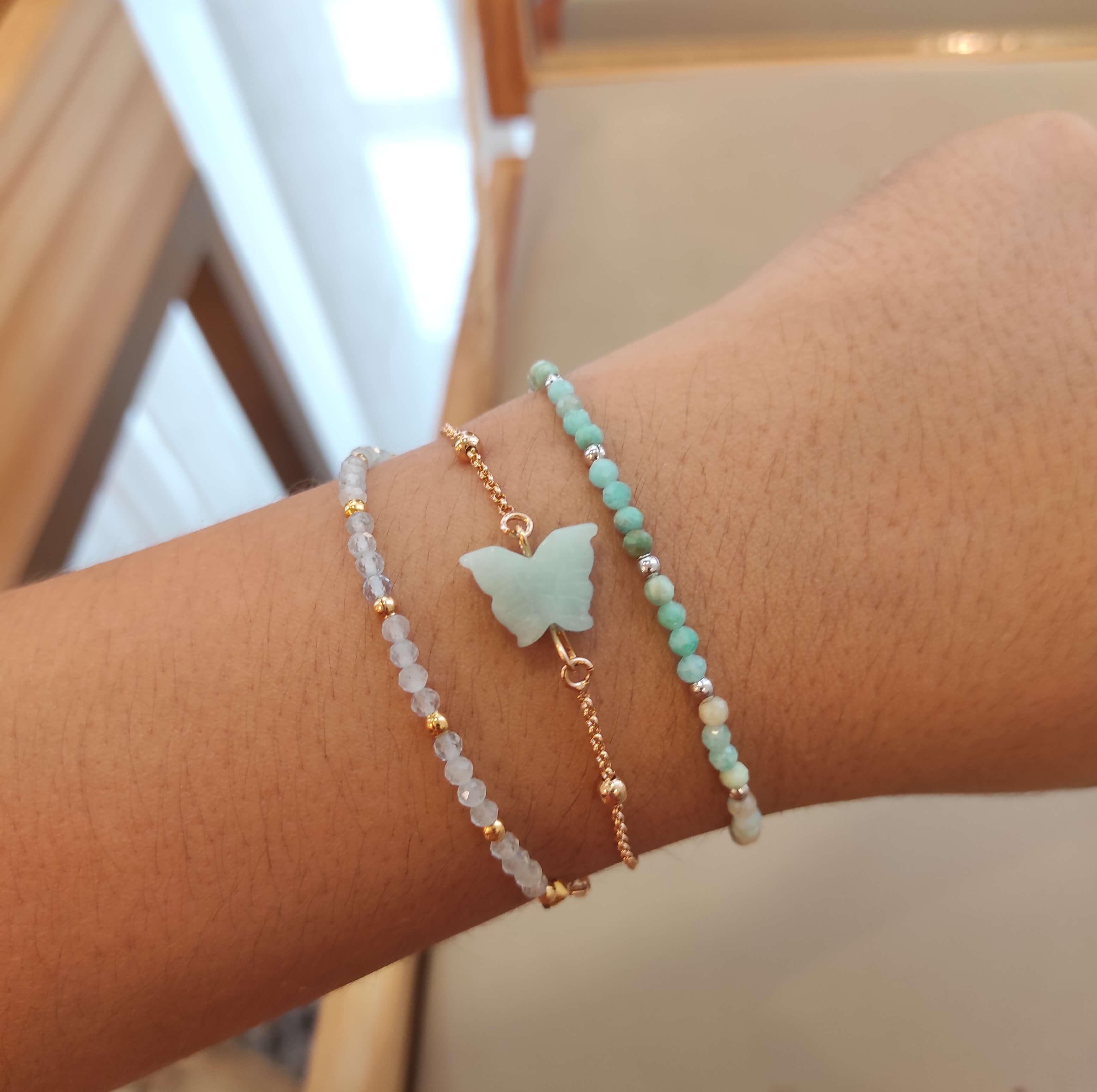 PULSEIRA MINI AMAZONITA RODIO