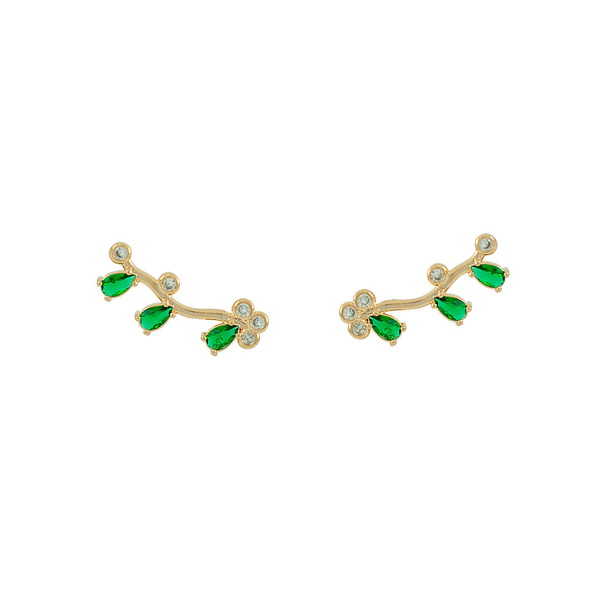 EARCUFF FLORESCER VERDE OURO