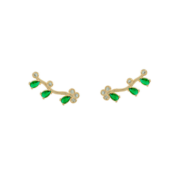 EARCUFF FLORESCER VERDE OURO