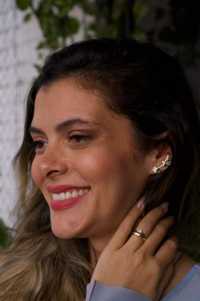 EARCUFF FLORESCER VERDE OURO