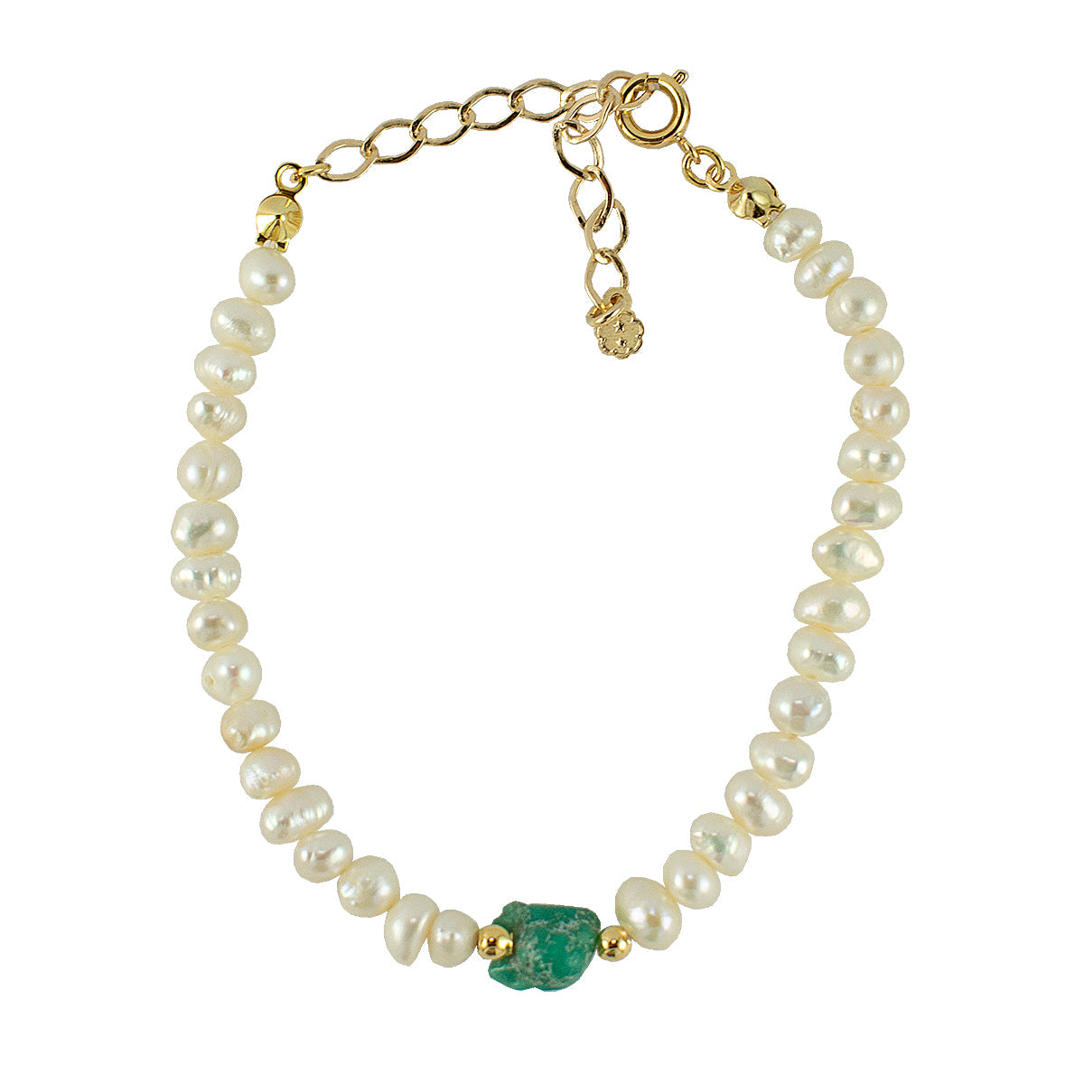 PULSEIRA PEROLA E TURQUESA OURO - Anilú